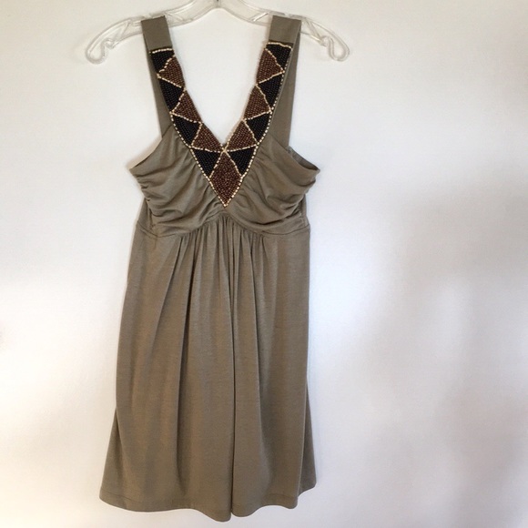 Wet Seal Dresses & Skirts - 💐  BEADED TANK DRESS by WET SEAL ARMY GREEN